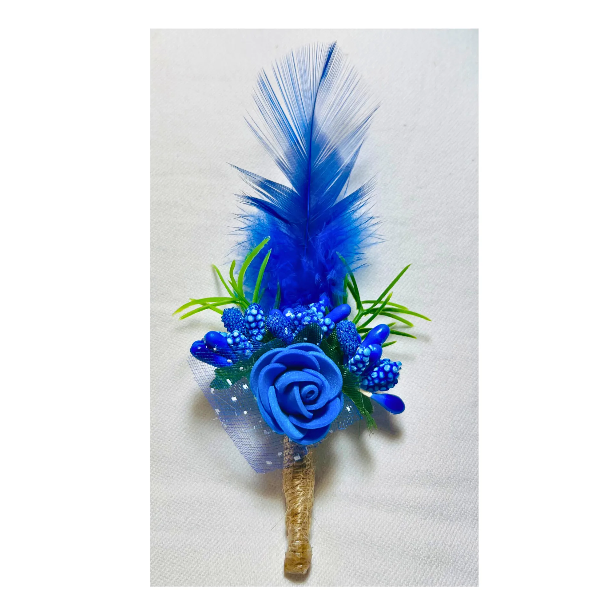 Blue Faux Feather Flower Brooch ( Wholesale )