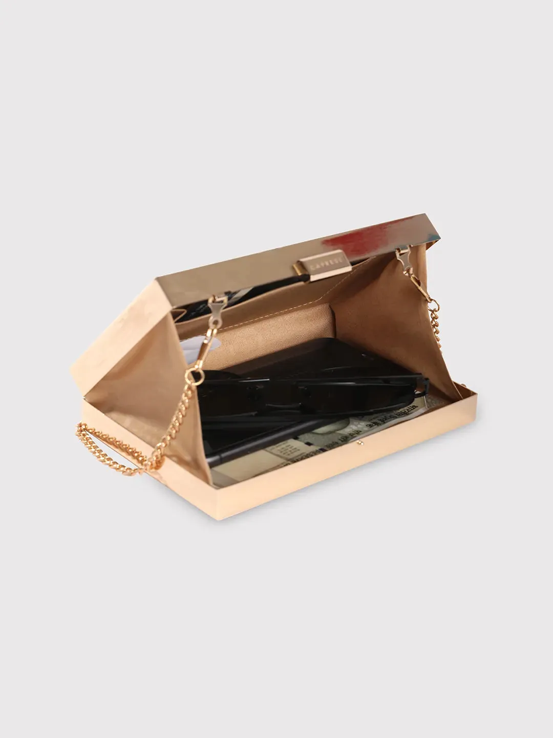 Caprese Party Junie Box Clutch Small Gold