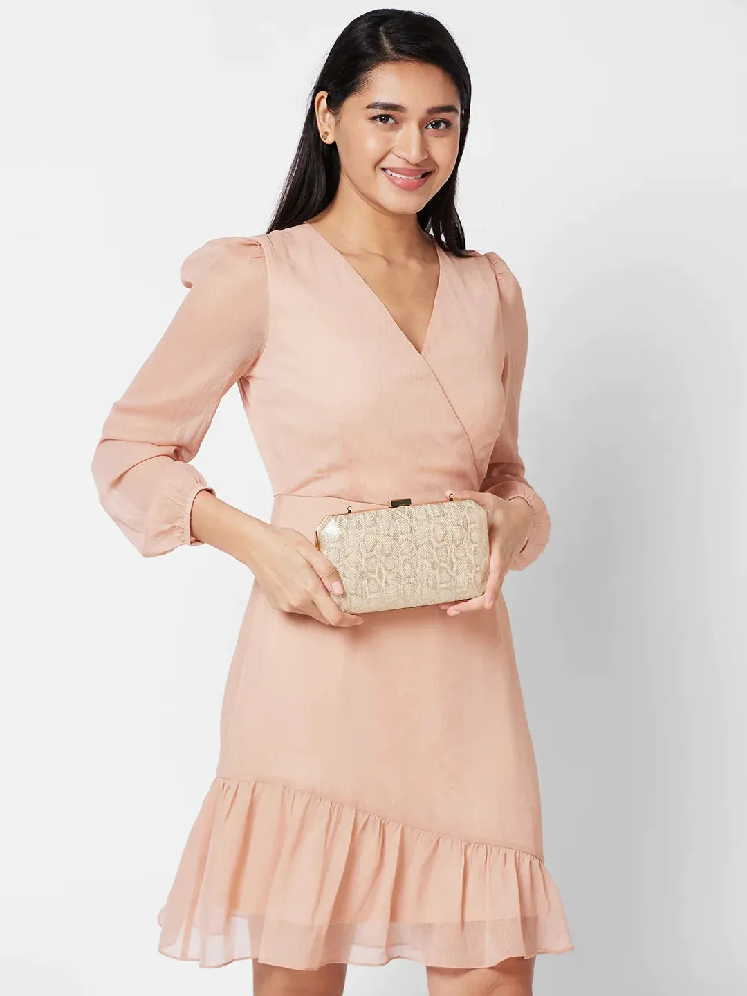 Caprese Party Merle Box Clutch Medium Beige