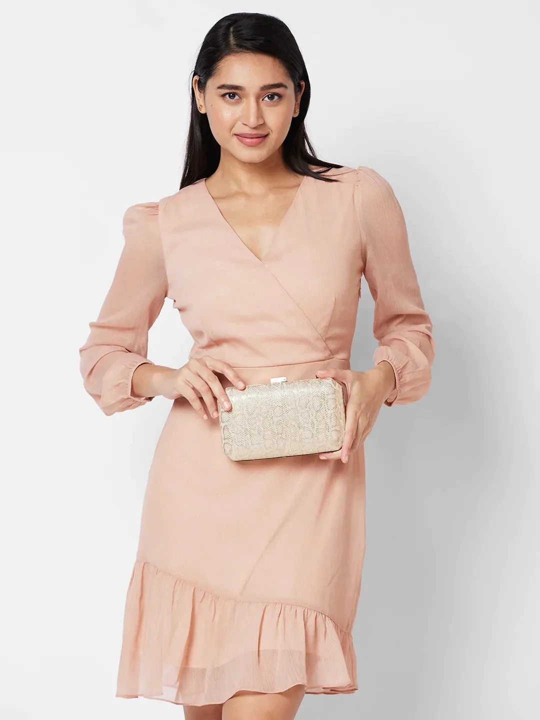 Caprese Party Merle Box Clutch Medium Beige