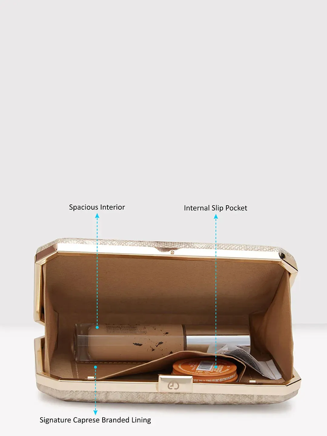 Caprese Party Merle Box Clutch Medium Beige