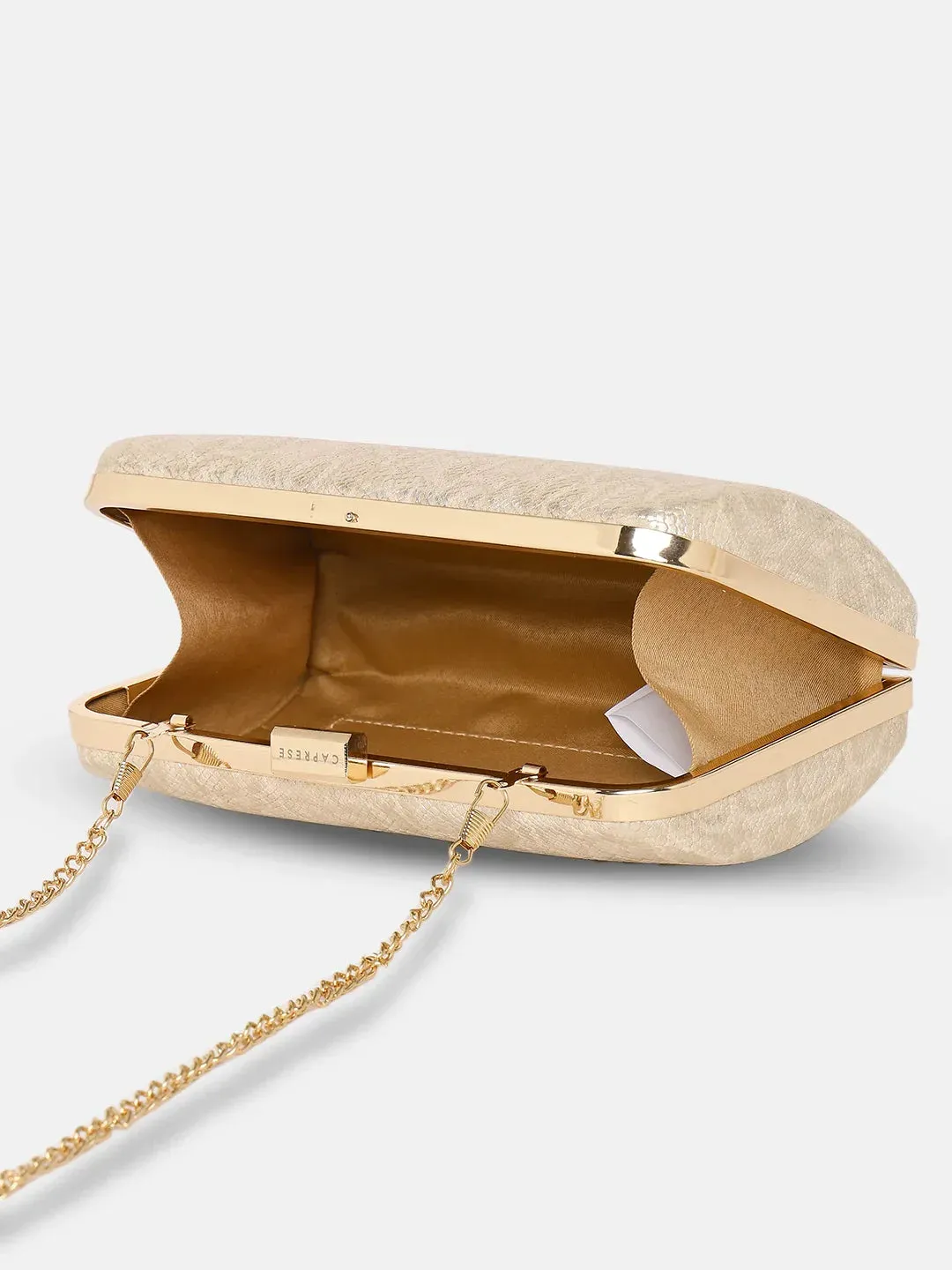 Caprese Party Teirra Box Clutch Medium Beige