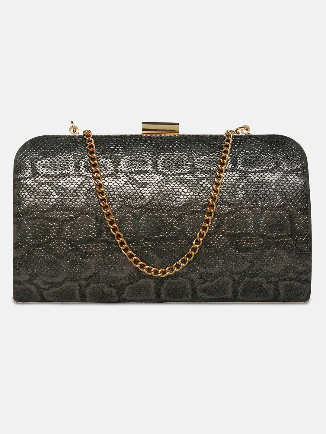 Caprese Party Teirra Box Clutch Medium Gunmetal