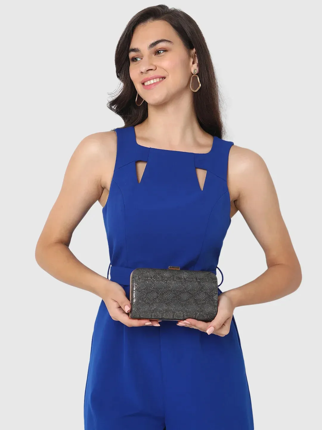Caprese Party Teirra Box Clutch Medium Gunmetal