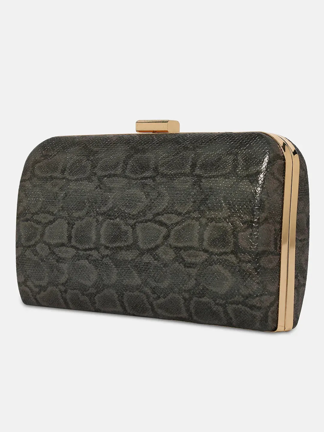 Caprese Party Teirra Box Clutch Medium Gunmetal