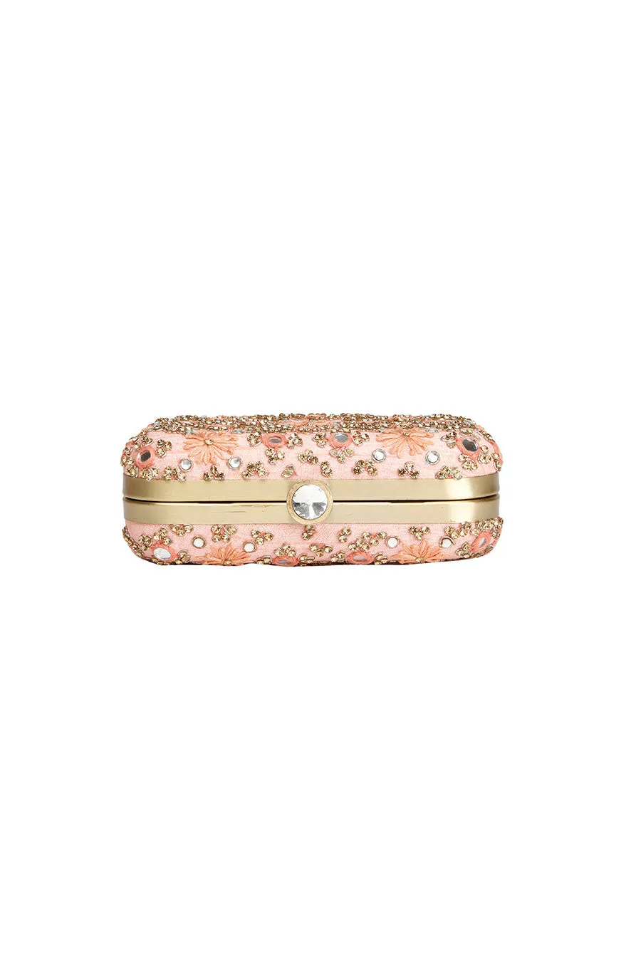 Coral Mirrorwork Box Clutch
