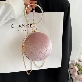 Corduroy Lingge Round Contrasting Colors Evening Bags