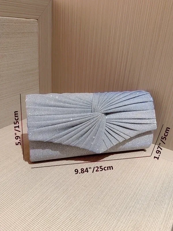 Gold Silver Rhinestone Solid Color Square Evening Bags