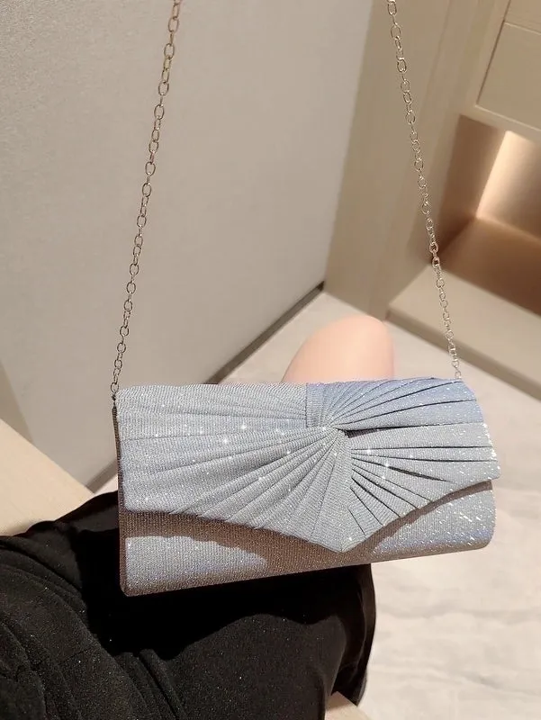 Gold Silver Rhinestone Solid Color Square Evening Bags
