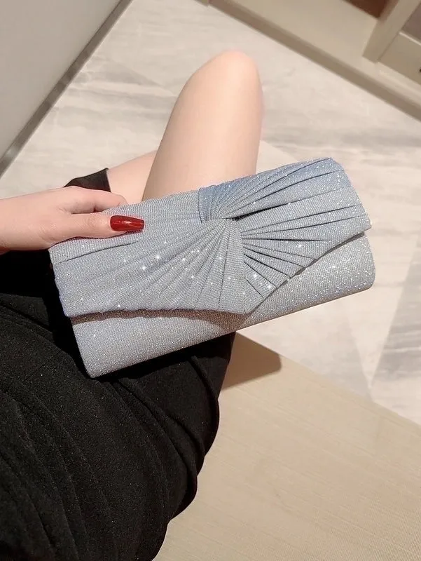 Gold Silver Rhinestone Solid Color Square Evening Bags