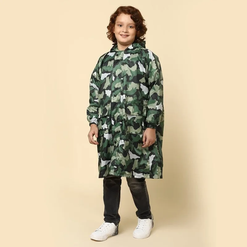 Kids Waterproof PVC Longcoat with Adjustable Hood | Includes Storage Pouch | Size-30 | Purple