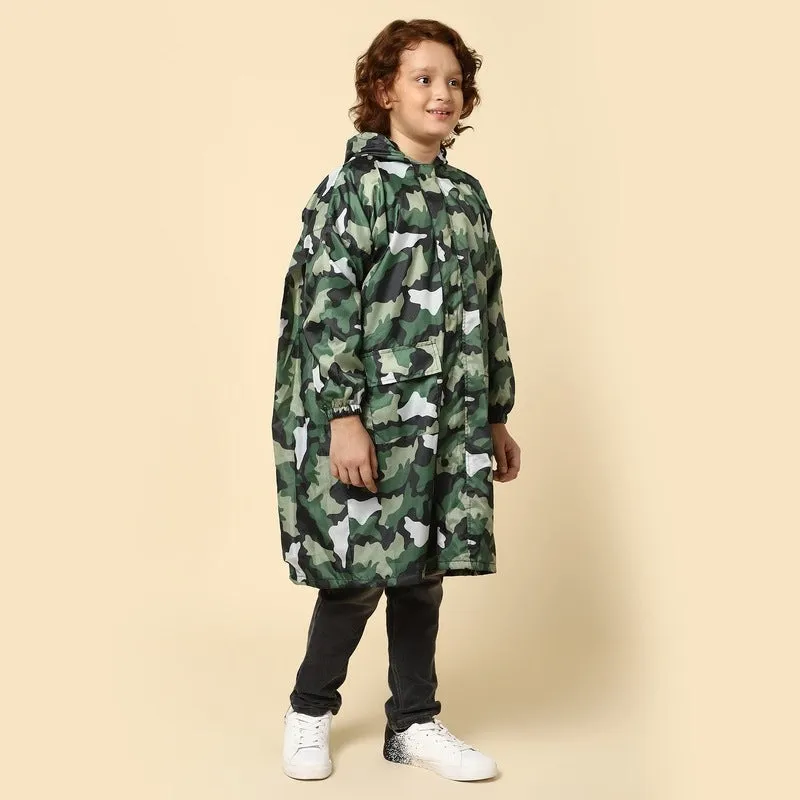 Kids Waterproof PVC Longcoat with Adjustable Hood | Includes Storage Pouch | Size-30 | Purple