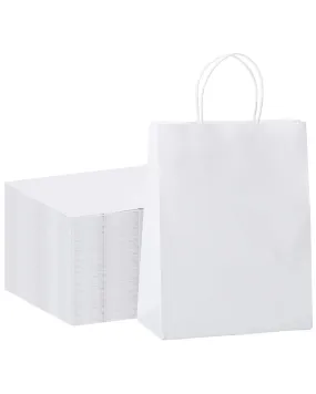 Kraft Paper Gift Bags with Handle 10" x 5" x 13"- White Bulk Pack