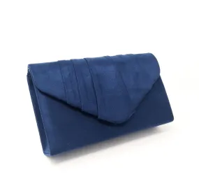 Navy Suede Evening Box Clutch Bag