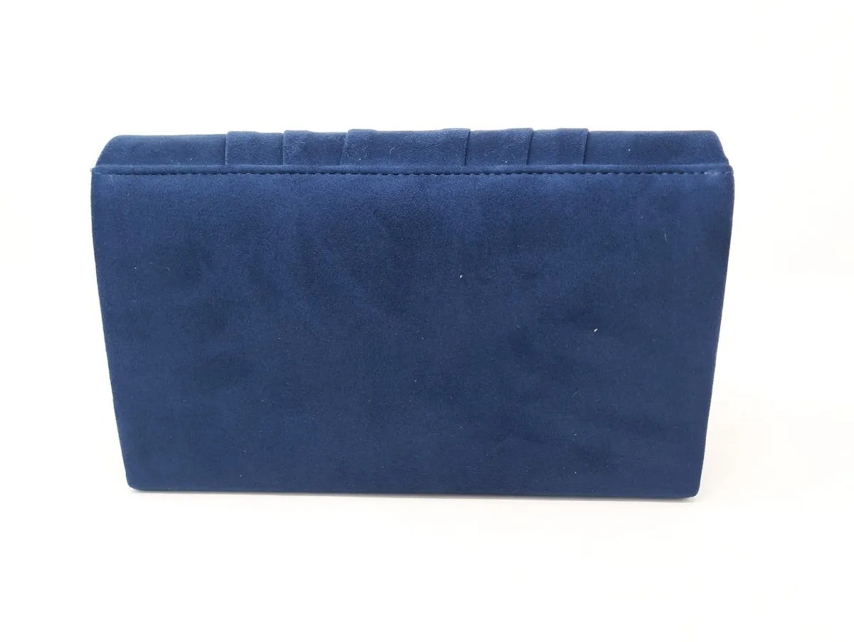 Navy Suede Evening Box Clutch Bag