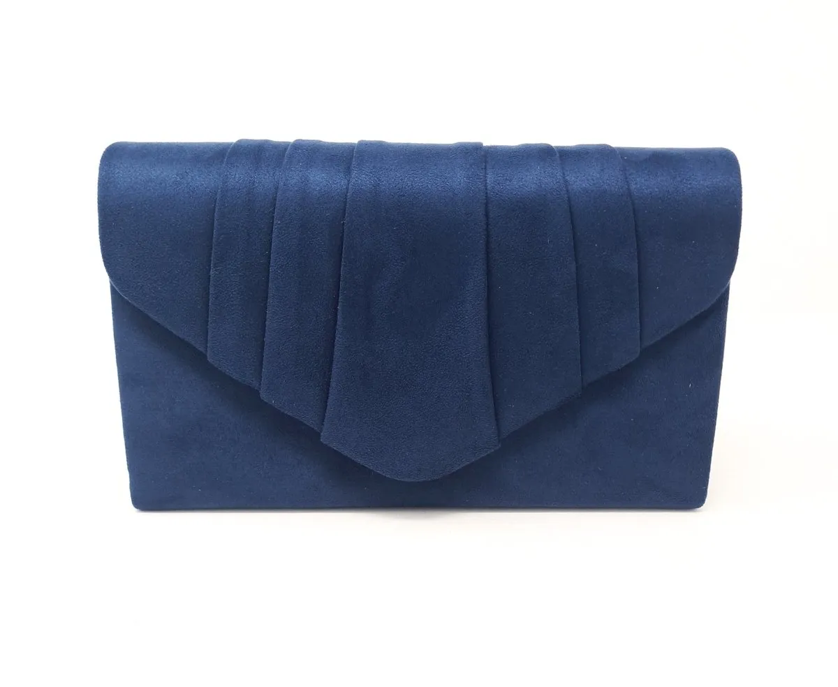 Navy Suede Evening Box Clutch Bag