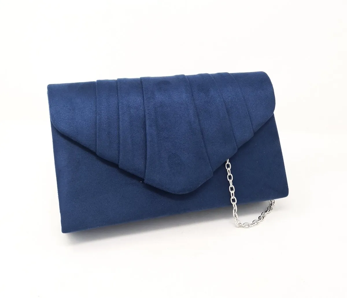 Navy Suede Evening Box Clutch Bag