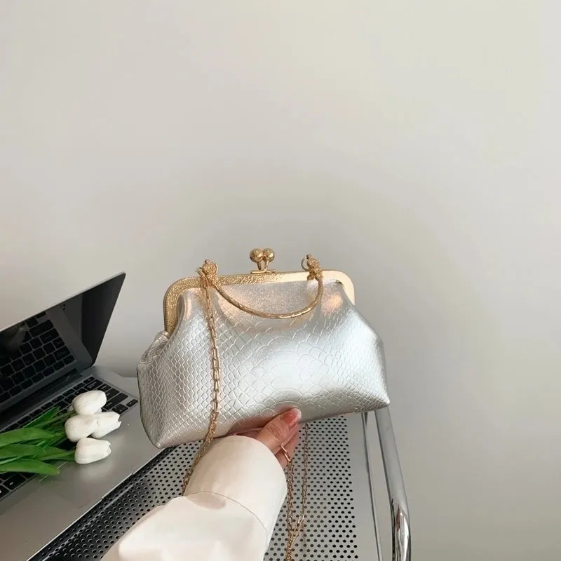 Orange Rose Red Blue Pu Leather Solid Color Square Evening Bags