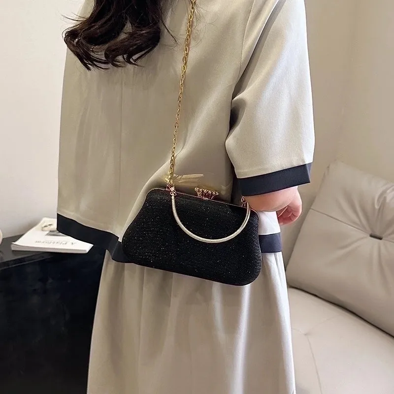 Pink Gold Silver Polyester Solid Color Square Evening Bags