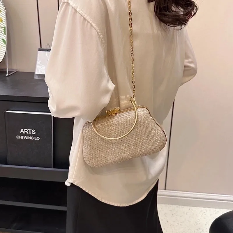 Pink Gold Silver Polyester Solid Color Square Evening Bags