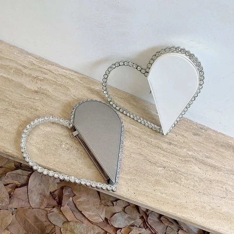 Pu Leather Color Block Heart-shaped Evening Bags