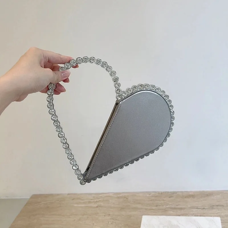Pu Leather Color Block Heart-shaped Evening Bags