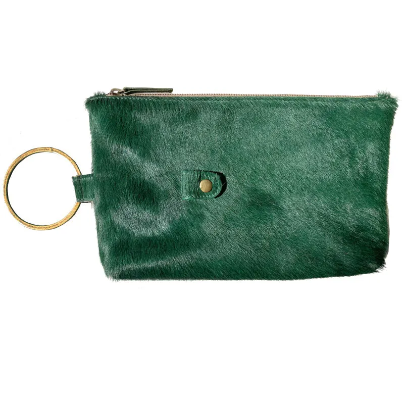 Ring Clutch - Emerald Green Fur