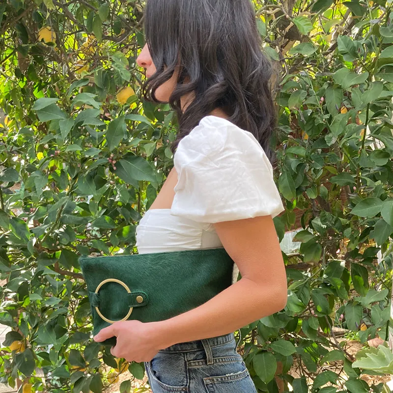 Ring Clutch - Emerald Green Fur