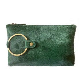 Ring Clutch - Emerald Green Fur