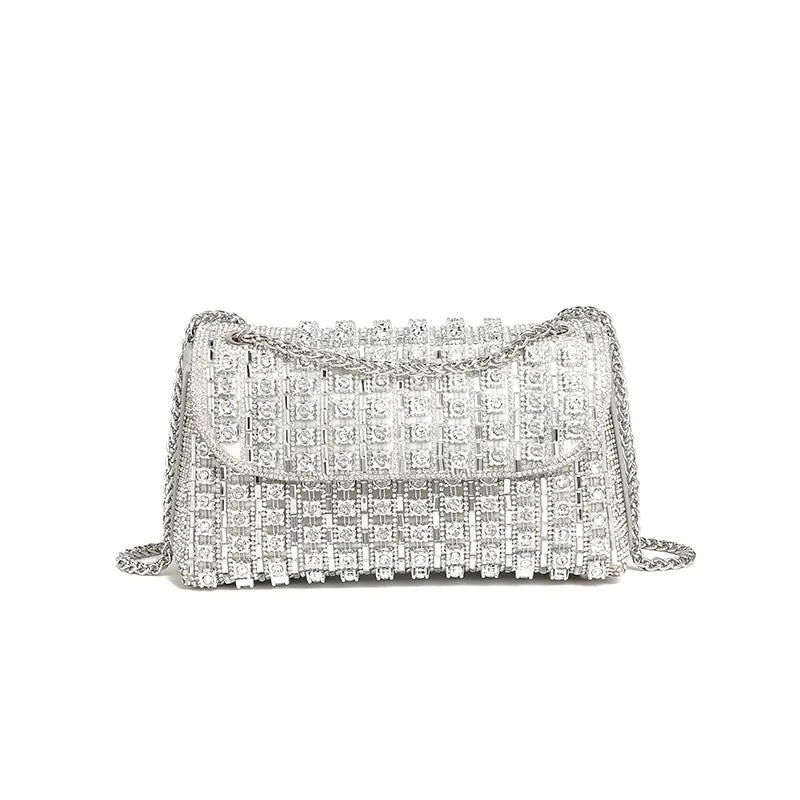 Silver Colorful Pu Leather Solid Color Square Evening Bags