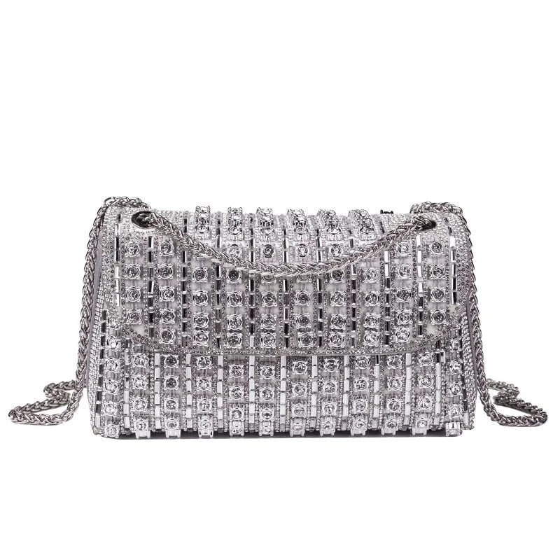 Silver Colorful Pu Leather Solid Color Square Evening Bags
