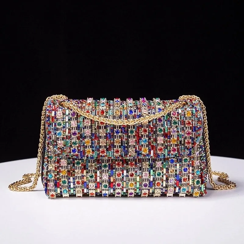 Silver Colorful Pu Leather Solid Color Square Evening Bags