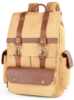 Stylish Canvas Leather Backpack Travel Laptop Bag