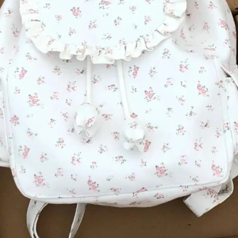 Uakiss Floral Womens Backpack Elegant Sweet Cute Fashion Canvas Fashion Backpacks Outdoor Luxury Exquisite Female Aesthetic Bags