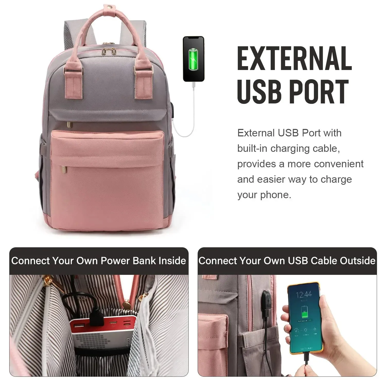 UAKISS  -  Women's Travel Backpack Fashion USB Charging Laptop Lightweight Handbag School Bags For Girls Multifunctional Suitcase Backpacks