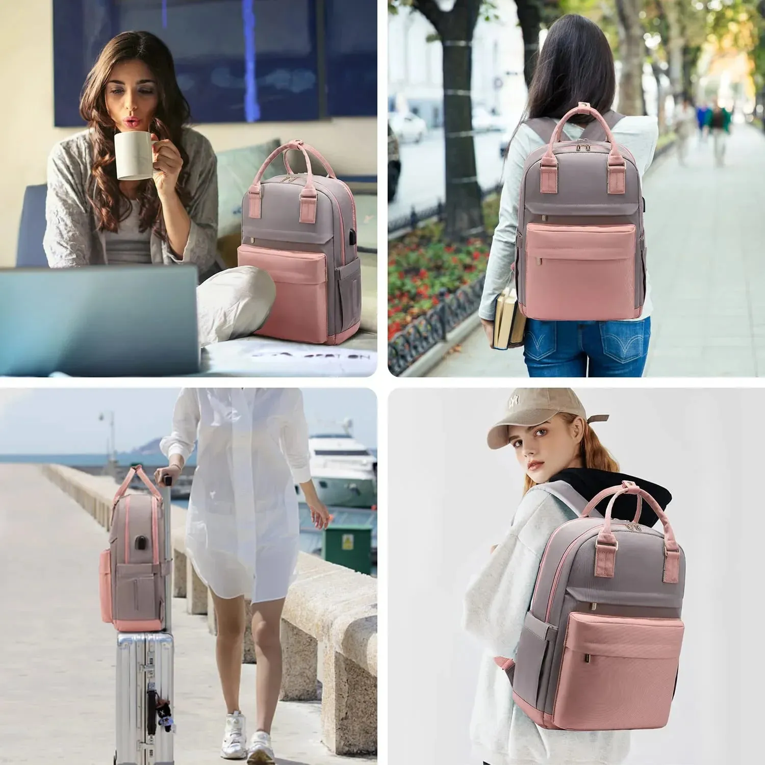 UAKISS  -  Women's Travel Backpack Fashion USB Charging Laptop Lightweight Handbag School Bags For Girls Multifunctional Suitcase Backpacks